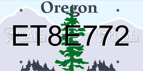 ET8E772 Oregon License Plate