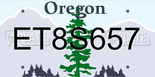 ET8S657 Oregon License Plate