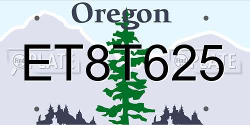 ET8T625 Oregon License Plate