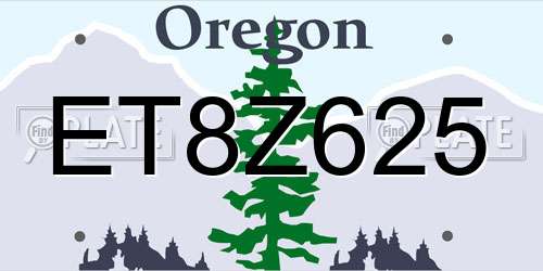 ET8Z625 Oregon License Plate