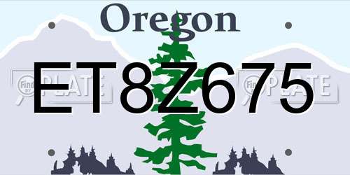 ET8Z675 Oregon License Plate