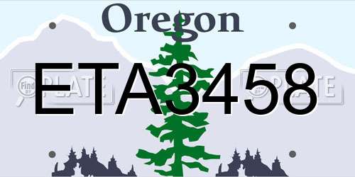 ETA3458 Oregon License Plate