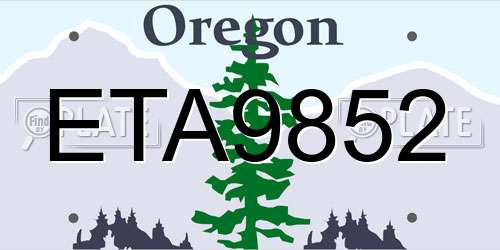 ETA9852 Oregon License Plate