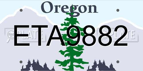 ETA9882 Oregon License Plate