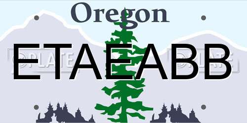 ETAEABB Oregon License Plate