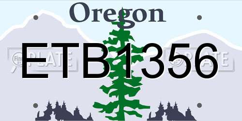 ETB1356 Oregon License Plate