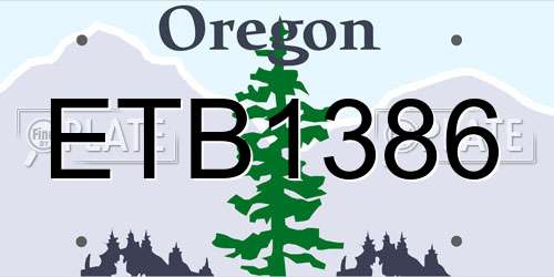 ETB1386 Oregon License Plate