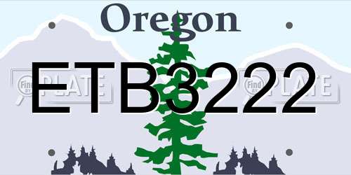 ETB3222 Oregon License Plate