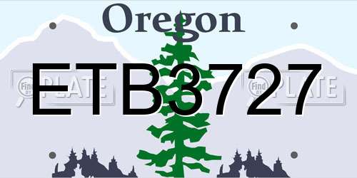 ETB3727 Oregon License Plate