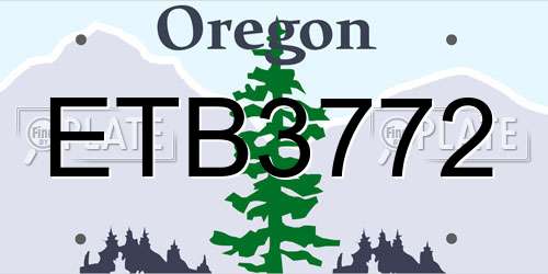 ETB3772 Oregon License Plate