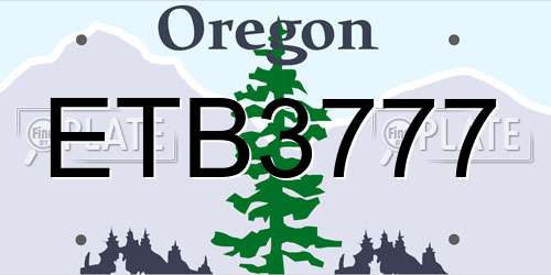 ETB3777 Oregon License Plate