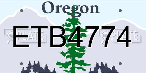 ETB4774 Oregon License Plate