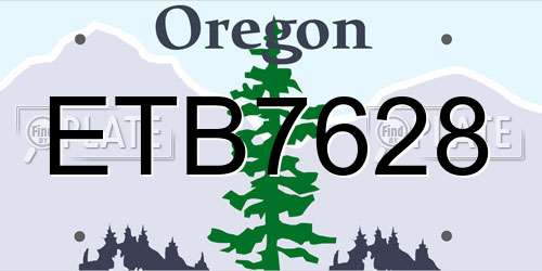 ETB7628 Oregon License Plate