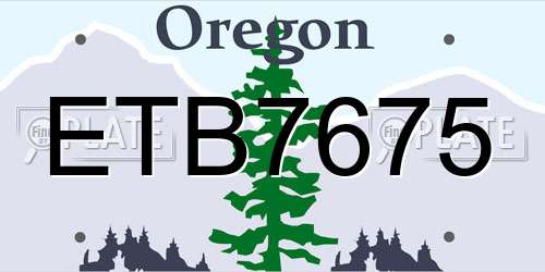 ETB7675 Oregon License Plate