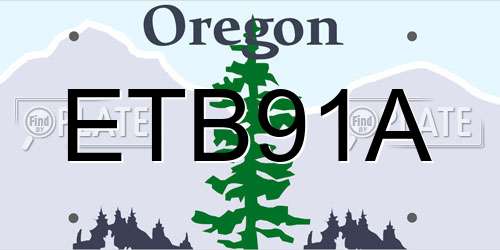 ETB91A Oregon License Plate