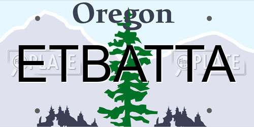 ETBATTA Oregon License Plate