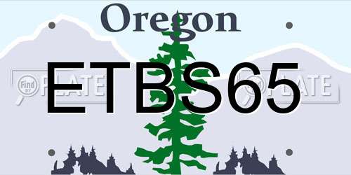 ETBS65 Oregon License Plate