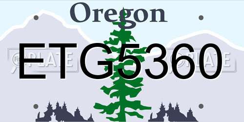 ETG5360 Oregon License Plate