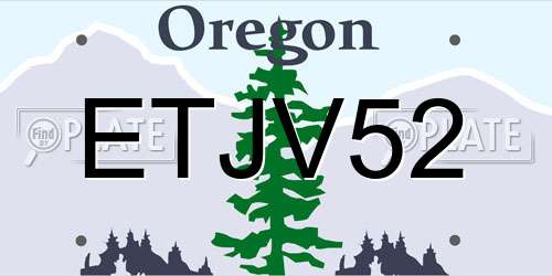ETJV52 Oregon License Plate