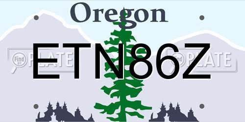 ETN86Z Oregon License Plate