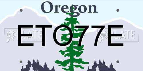 ETO77E Oregon License Plate