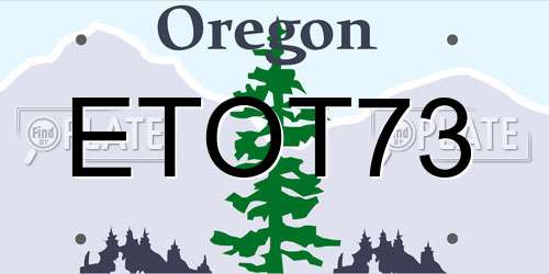 ETOT73 Oregon License Plate