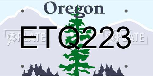 ETQ223 Oregon License Plate