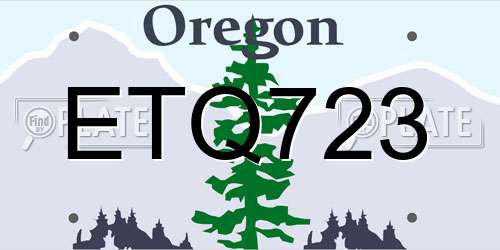 ETQ723 Oregon License Plate