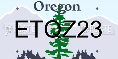 ETQZ23 Oregon License Plate