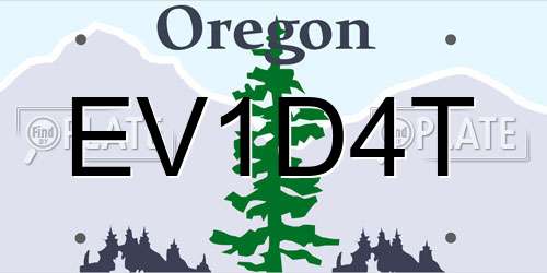 EV1D4T Oregon License Plate