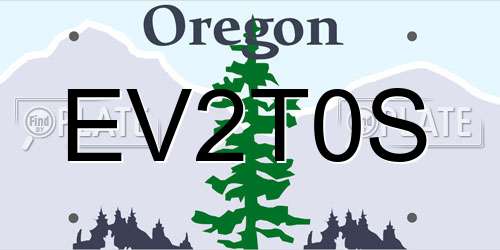 EV2T0S Oregon License Plate