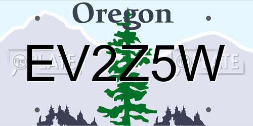 EV2Z5W Oregon License Plate