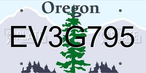 EV3G795 Oregon License Plate