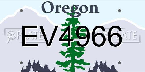 EV4966 Oregon License Plate