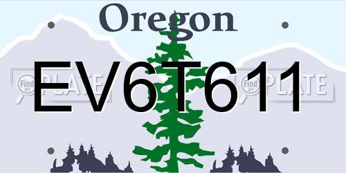 EV6T611 Oregon License Plate