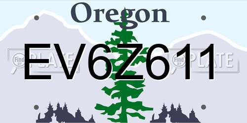 EV6Z611 Oregon License Plate