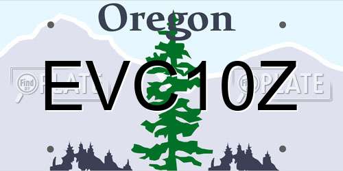 EVC10Z Oregon License Plate