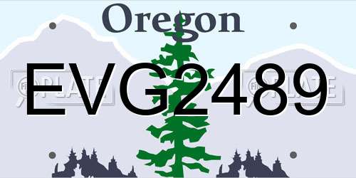 EVG2489 Oregon License Plate