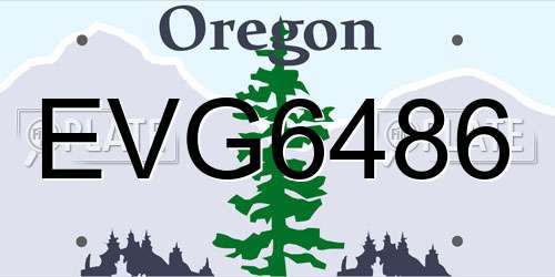 EVG6486 Oregon License Plate