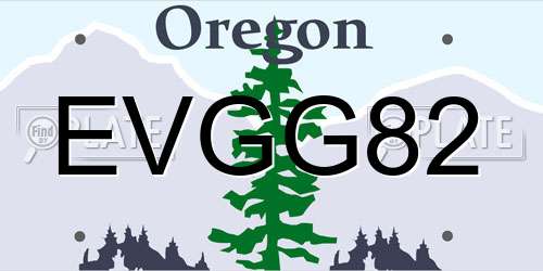 EVGG82 Oregon License Plate