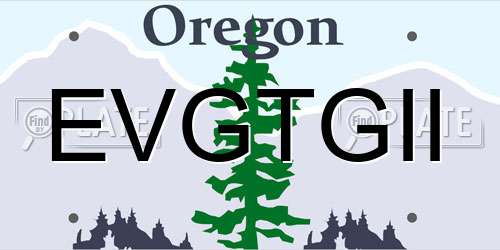 EVGTGII Oregon License Plate