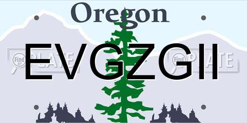 EVGZGII Oregon License Plate