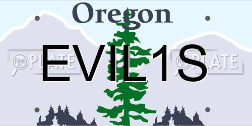 EVIL1S Oregon License Plate