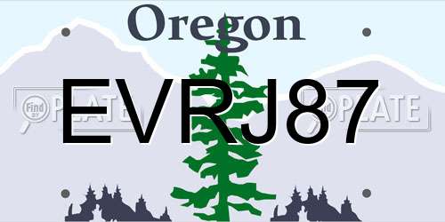 EVRJ87 Oregon License Plate