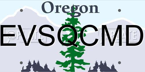 EVSQCMD Oregon License Plate
