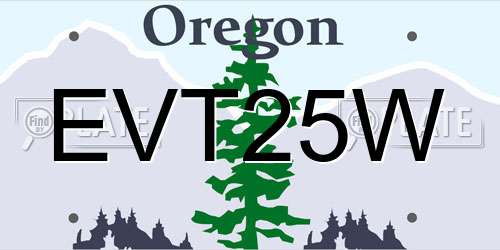 EVT25W Oregon License Plate