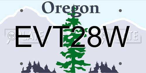 EVT28W Oregon License Plate