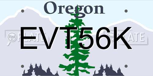 EVT56K Oregon License Plate