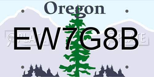 EW7G8B Oregon License Plate