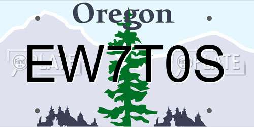 EW7T0S Oregon License Plate